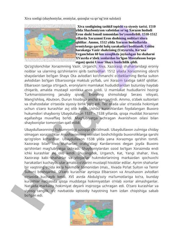 Xiva xonligi tashkil topishi va siyosiy tarixi