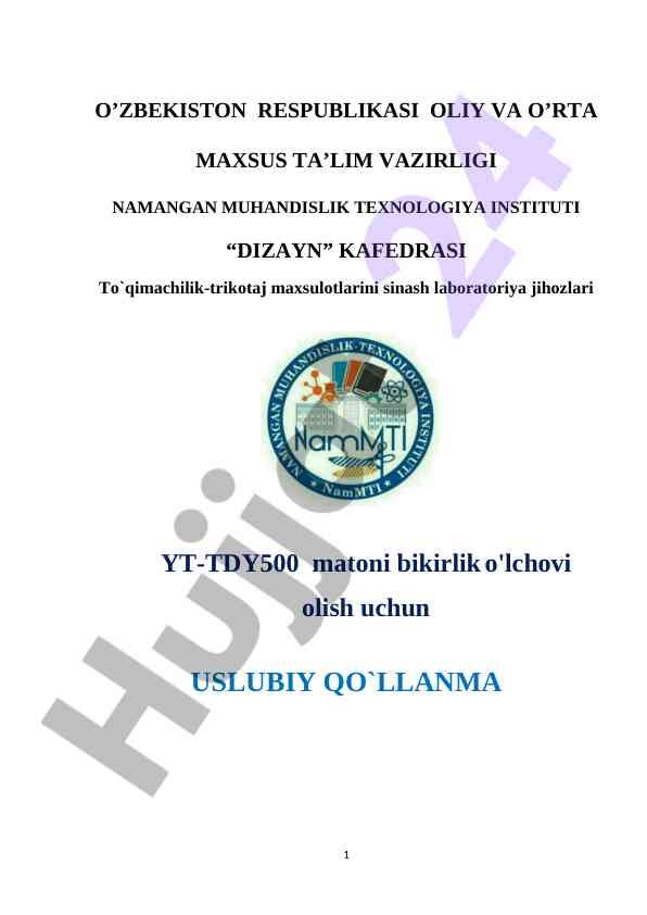 To'qimachilik-trikotaj maxsulotlarini sinash uslubi