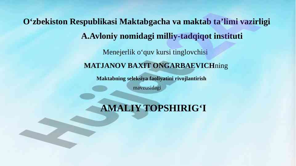 Maktabning seleksiya faoliyatini rivojlantirish