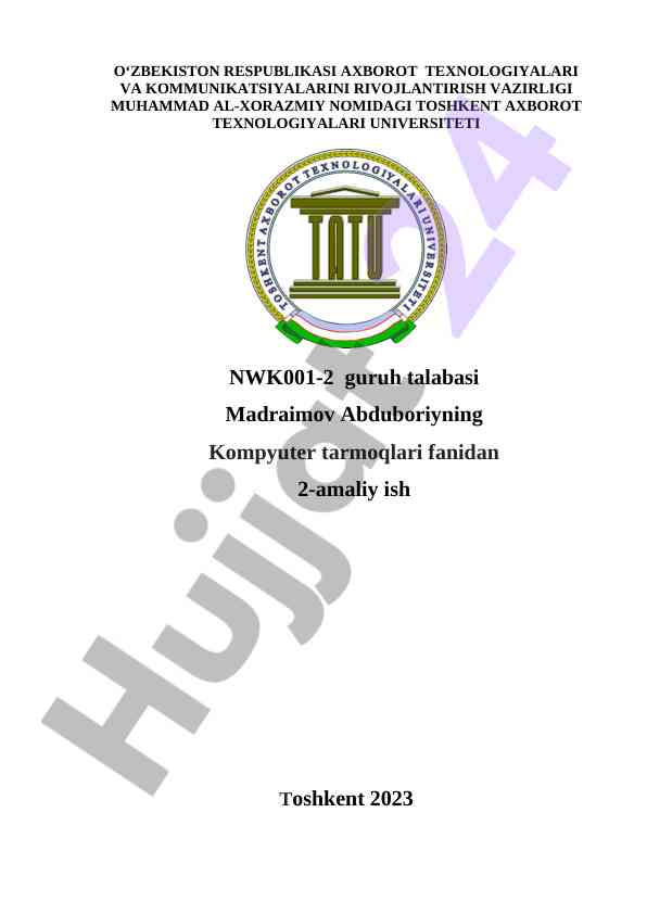 Kompyuter tarmoqlari amaliy ish 2 qo'llanmasi