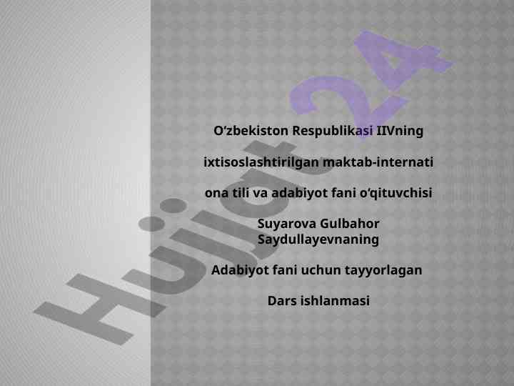Adabiyot fani uchun dars ishlanmasi omon matchon