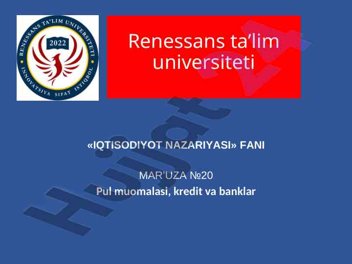 Iqtisodiyot nazariyasi fani mariuz №20