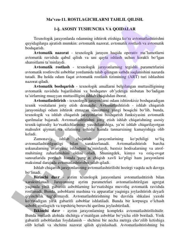 Rostlagichlarni tahlil qilish va avtomatlashtirish