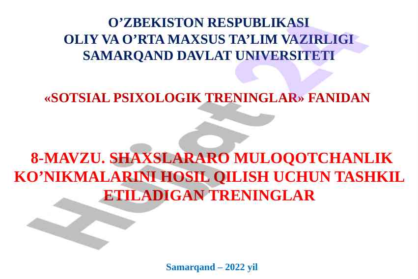 Sotsial psixologik treninglar mavzusi