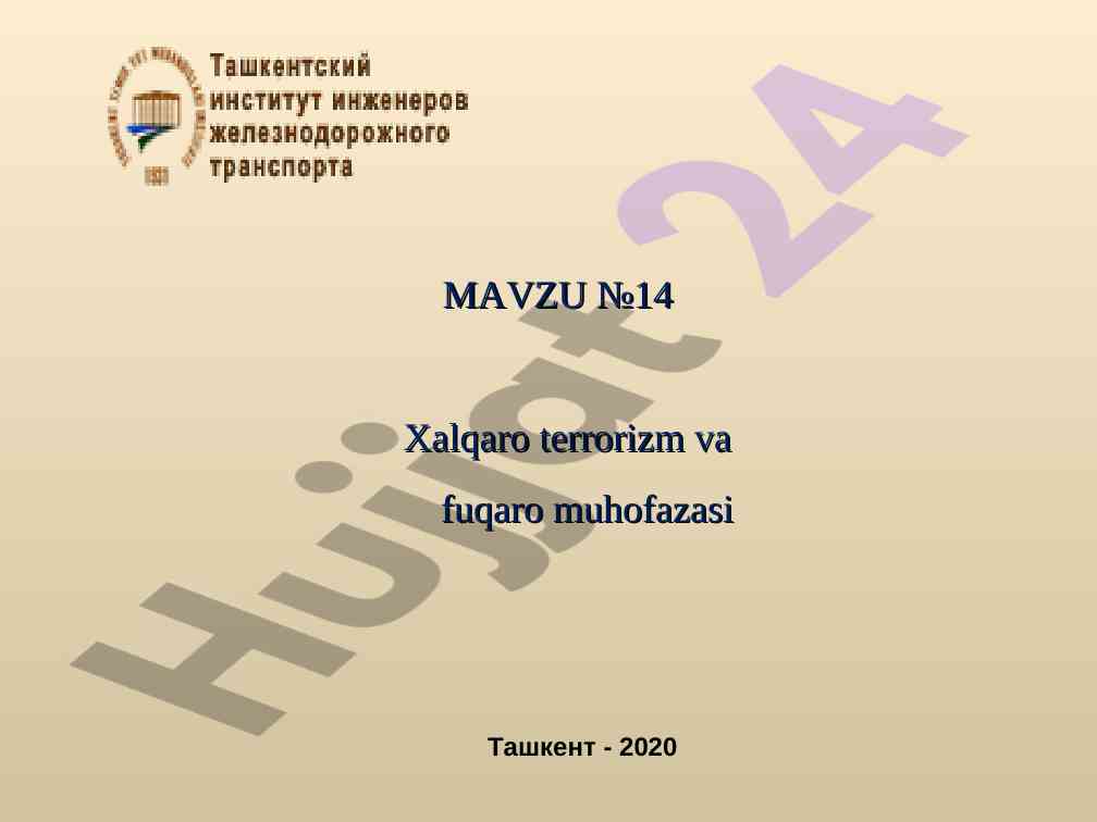 Xalqaro terrorizm va fuqaro muhofazasi
