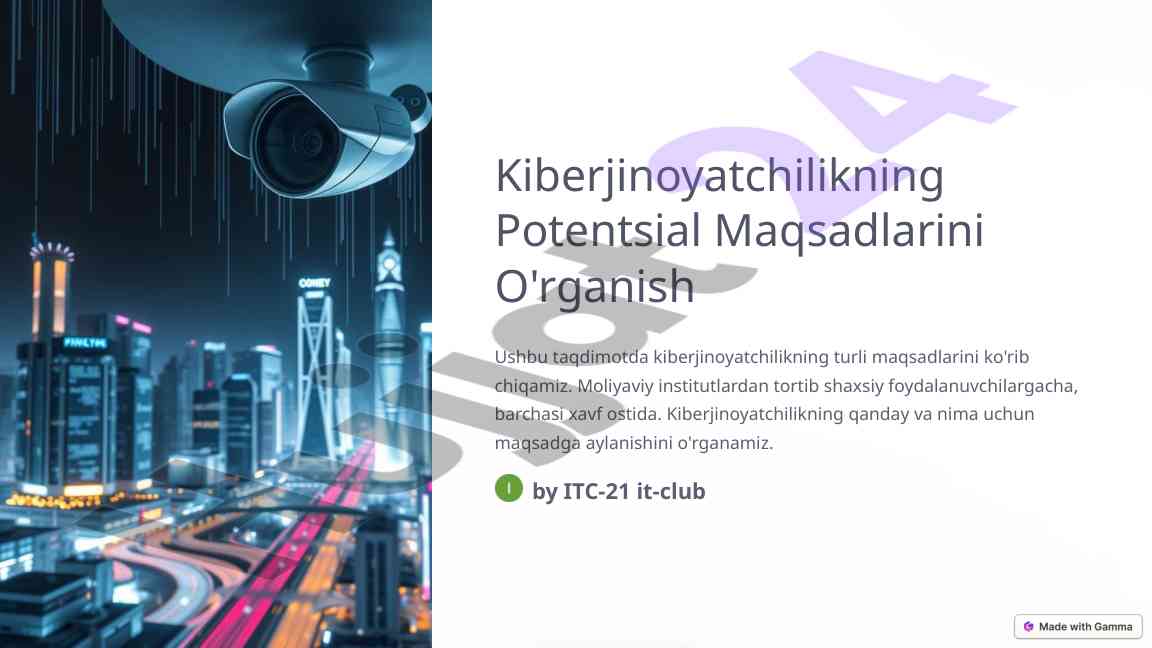 Kiberjinoyatchilikning potentsial maqsadlarini o'rganish