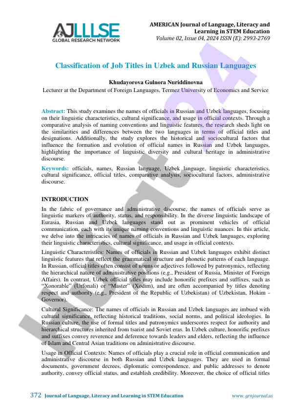 Classification of job titles in uzbek and russian languages