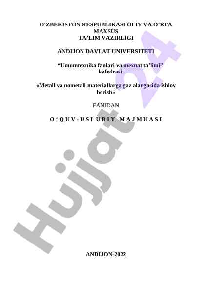 Metall va nometall materiallarga gaz alangasida ishlov berish