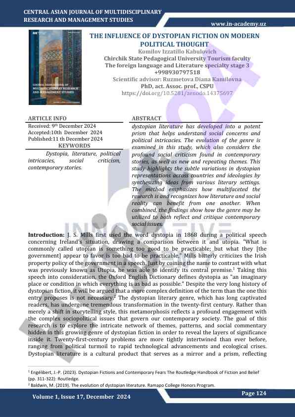 Influence of dystopian fiction on political thought