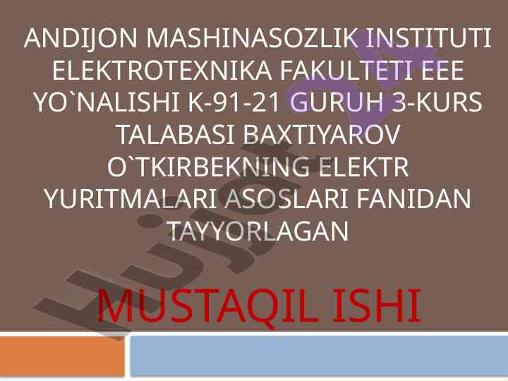 O'zgaruvchan tok matorlarning statik tavsiflarini taxlil