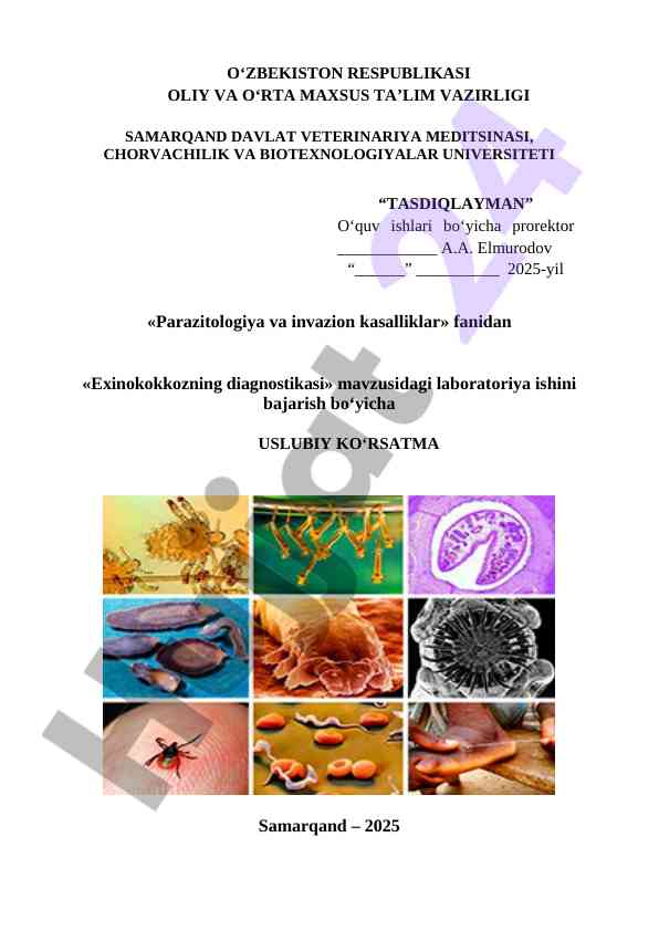 Laboratoriya ishini o‘tkazish bo‘yicha usuliy ko‘rsatma