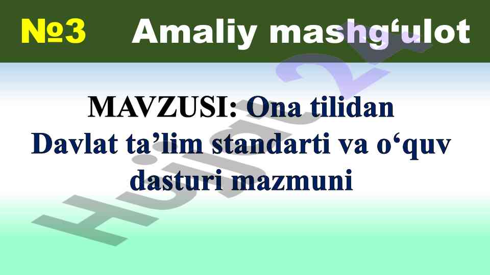 Ona tilidan o‘qitish dasturi va standartlari