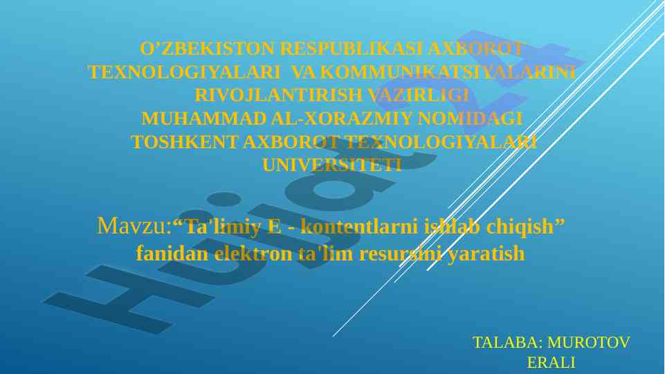 Elektron ta'lim resurslarini yaratish jarayoni