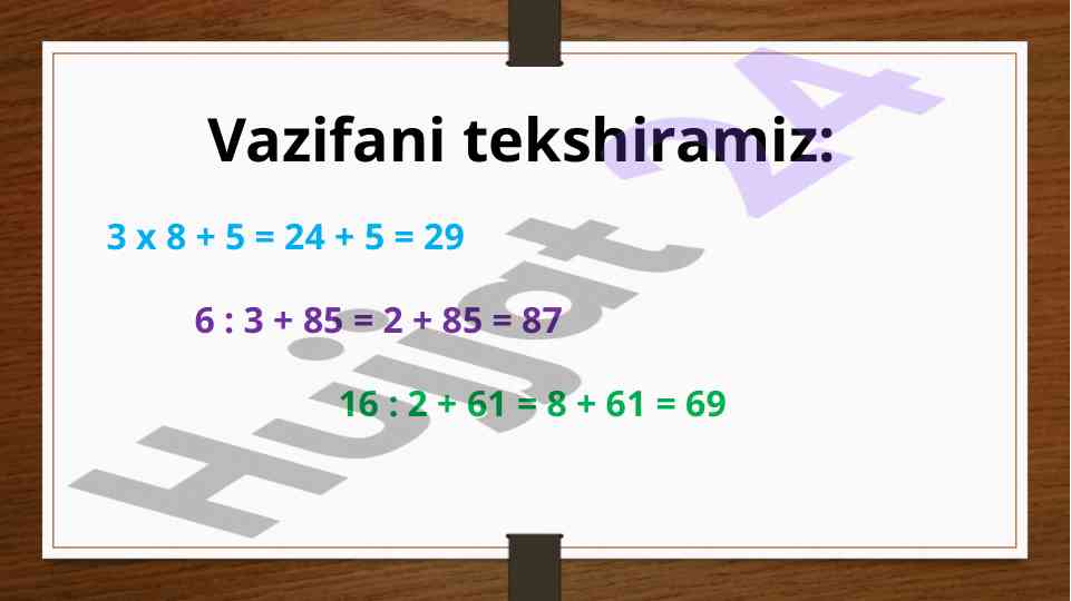 Matematik vazifalar haqida hisobot