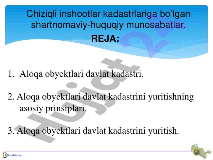 Aloqa obyektlari davlat kadastri asoslari