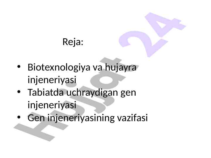Biotexnologiya va hujayra injeneriyasi asoslari