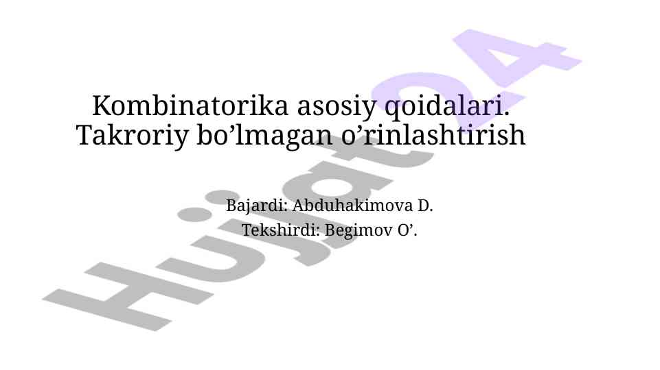 Kombinatorika asosiy qoidalari va ularning amalga oshirilishi