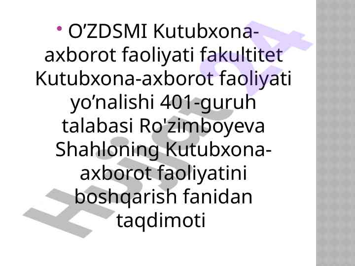 Kutubxona - axborot tashkilotlarining tashkiliy tuzilishini