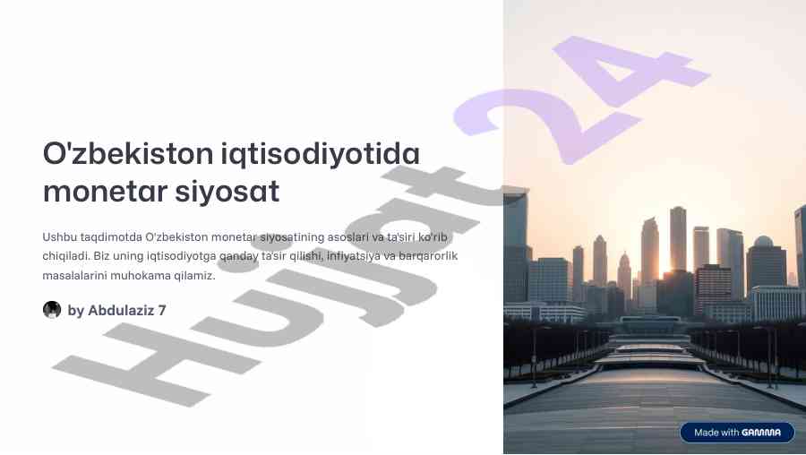 O'zbekiston iqtisodiyotida monetar siyosat taqdimoti