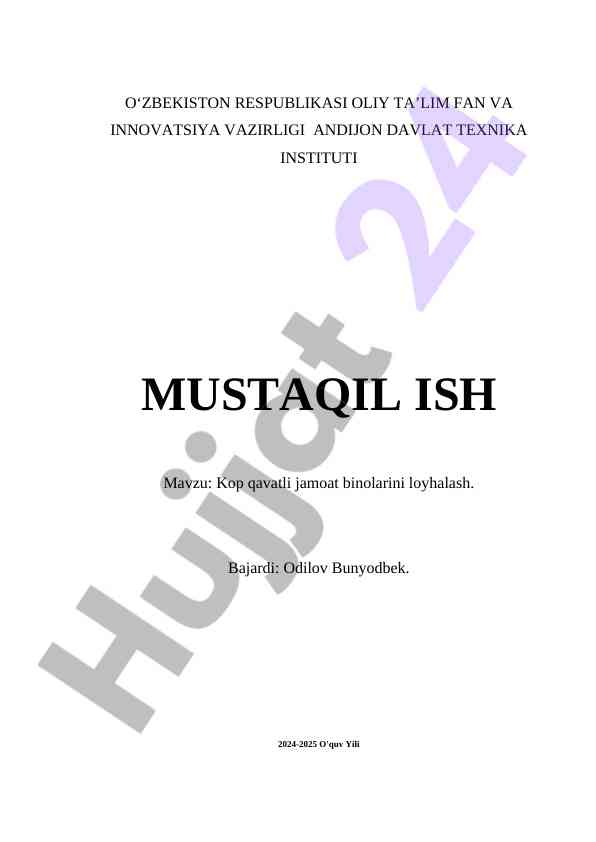 Kop Qavatli Jamoat Binolarini Loyhalash