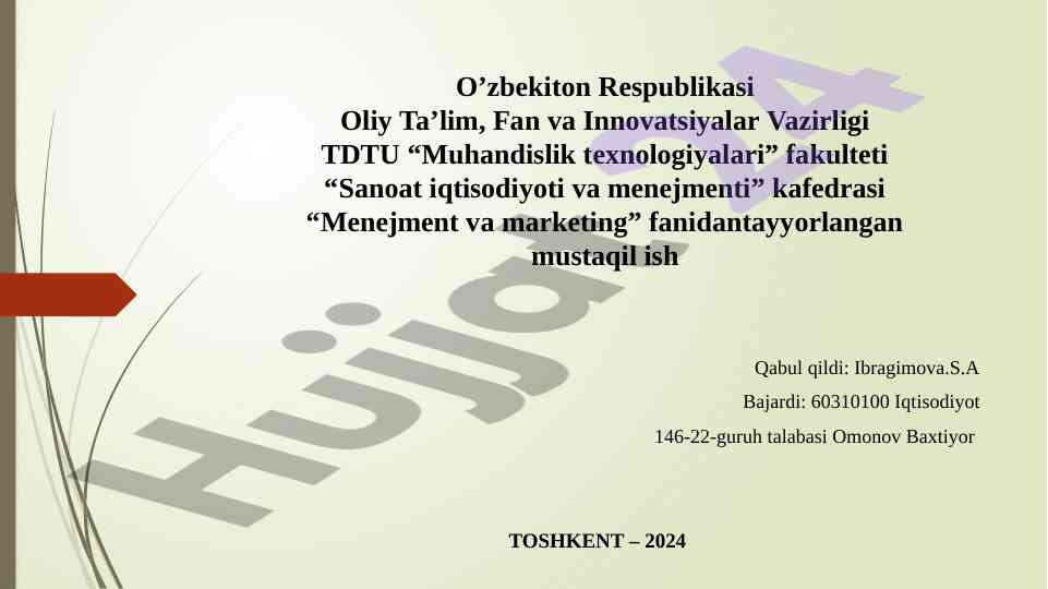 Beeline kompaniyasining marketing strategiyasi tahlili