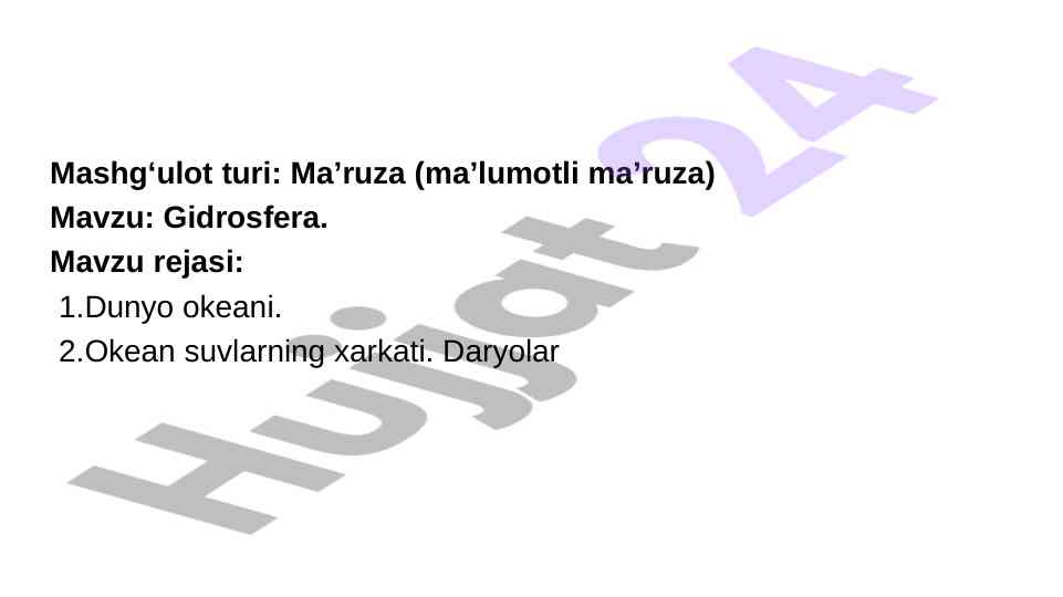 Gidrosfera haqida ma’ruza mavzusi