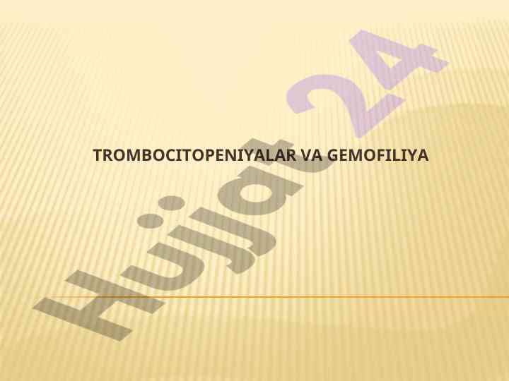Trombotsitopeniyalar va gemofiliya petehial