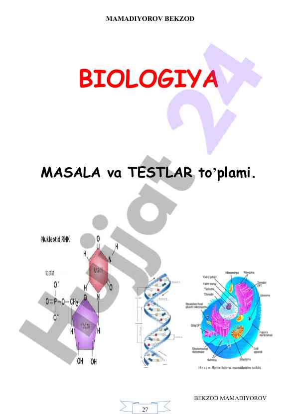 Biologiya masala va testlar to'plami 2023-2024