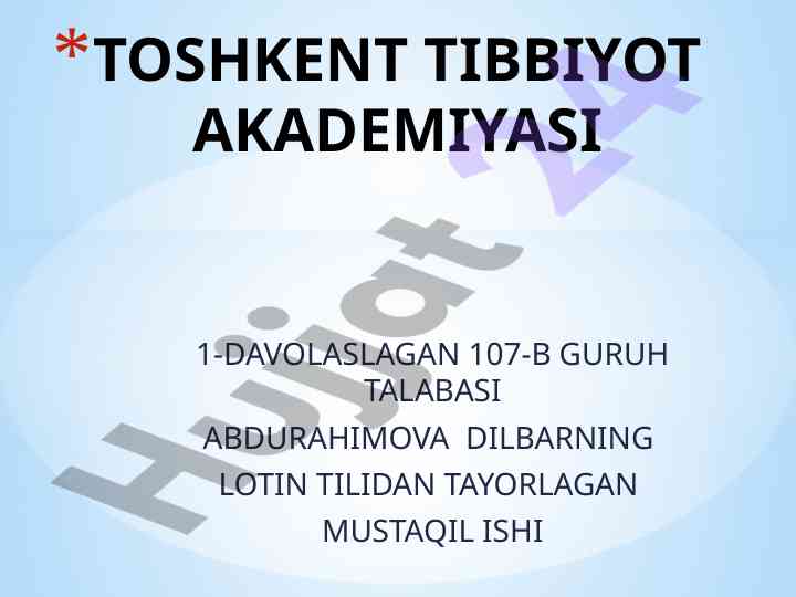Tibbiyot emblemalari haqida mustaqil ish