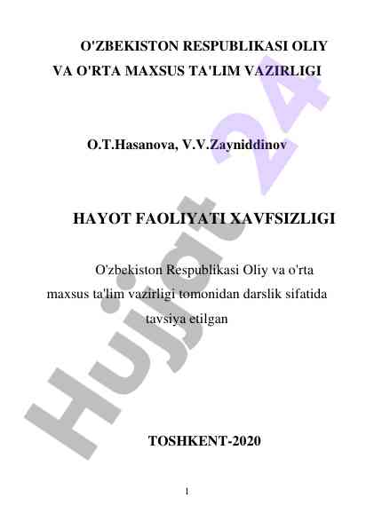 Hayot faoliyati xavfsizligi darsligi