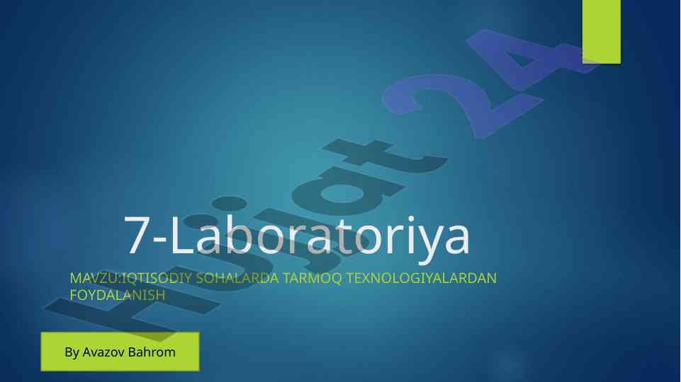 Tarmoq texnologiyalaridan foydalanish iqtisodiy sohalarda