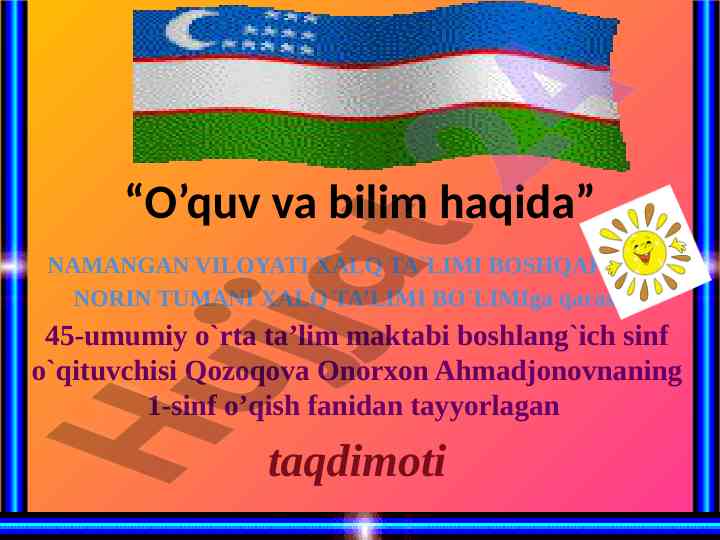 O'quv va bilim haqida taqdimot