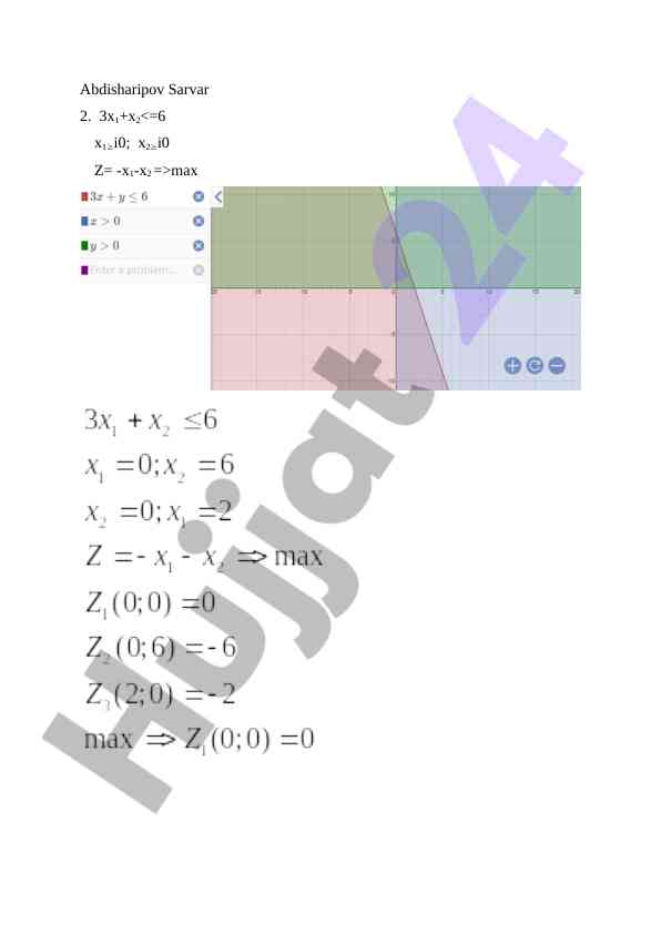 Optimization problem with constraints analysis