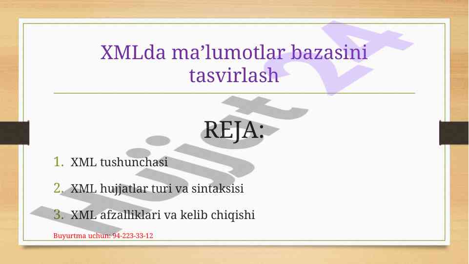 Xml ma'lumotlar bazasi tasvirlash asoslari