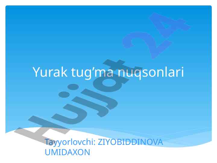 Yurak tug’ma nuqsonlari va ularning tasnifi