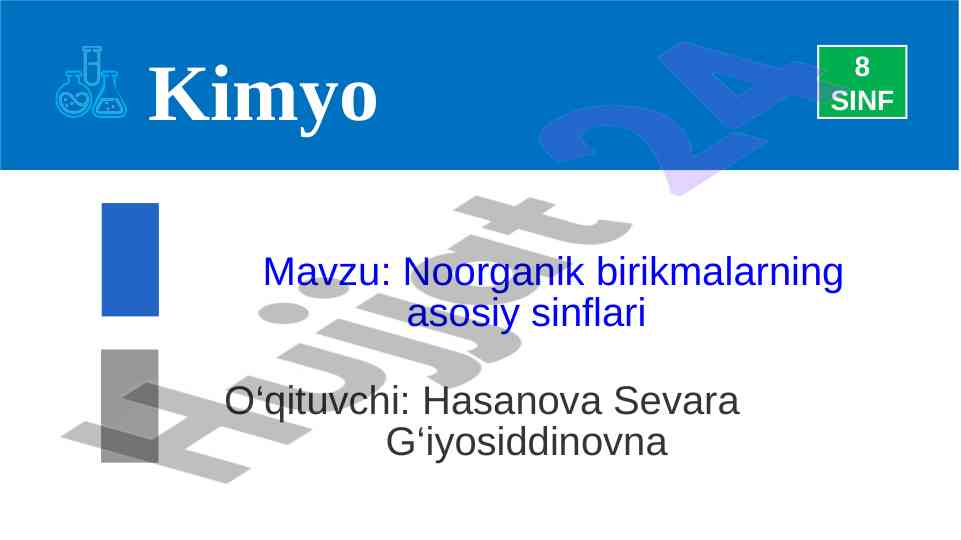 Noorganik birikmalarning asosiy sinflari haqida ma'lumot