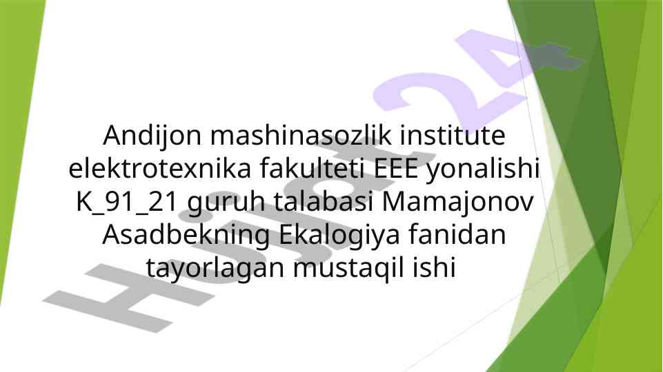 Issiqxona effekti haqida mustaqil ish