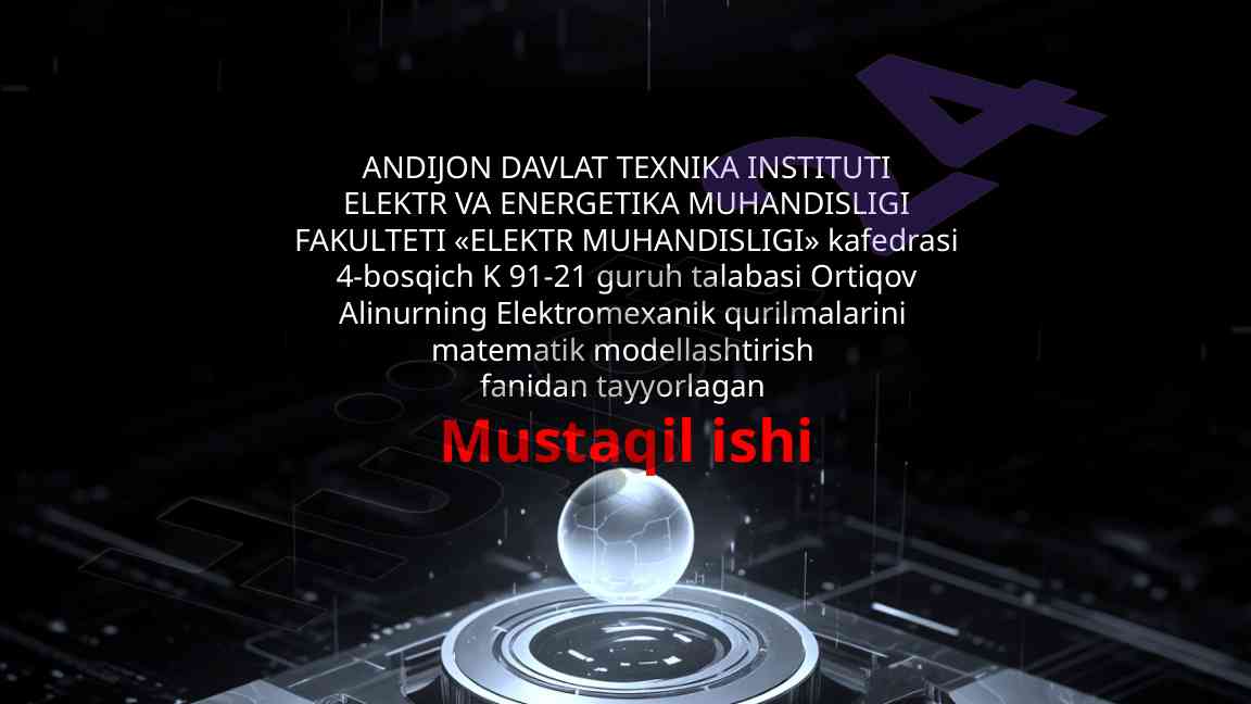 Elektromexanik tizimlarning matematik modeli