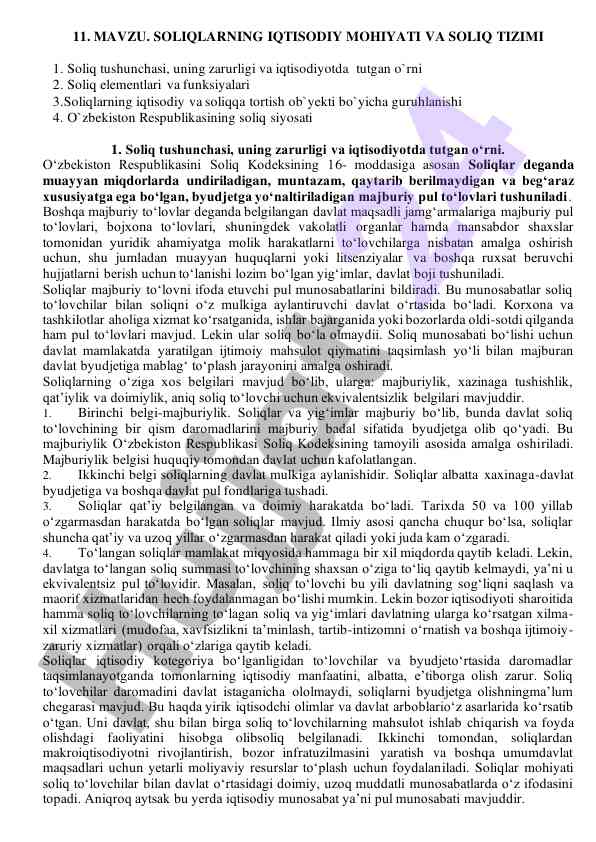 Soliqlarning iqtisodiy mohiyati va tizimi