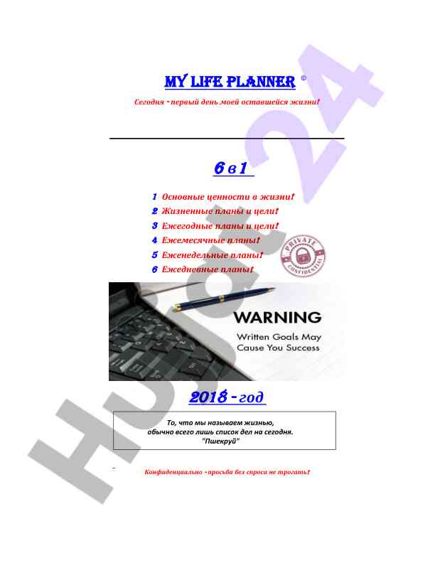 My life planner: goals and achievements overview