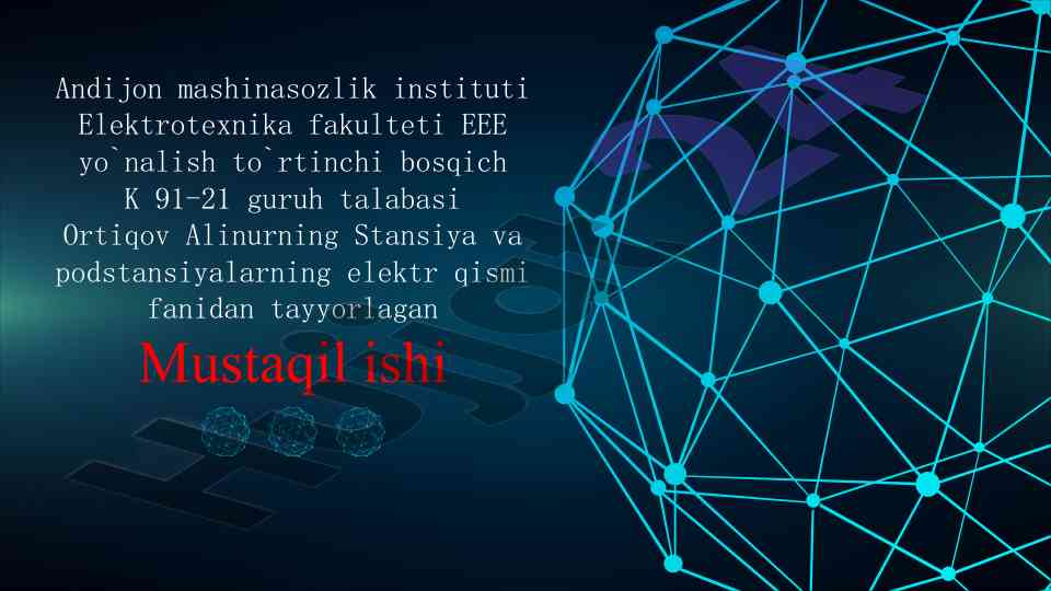 Energetik tizimni qisqa tutashuv toklarini chegaralash