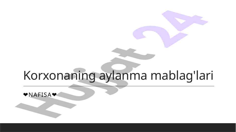 Korxonaning aylanma mablag'lari boshqarish usullari