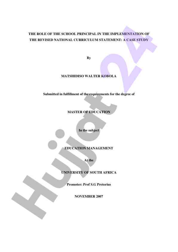 The role of the school principal in curriculum implementation