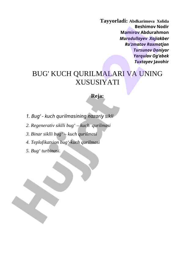 Bug' kuch qurilmalari va ularning xususiyatlari