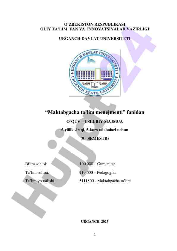 Maktabgacha ta’lim menejmenti o‘quv uslubi majmuasi