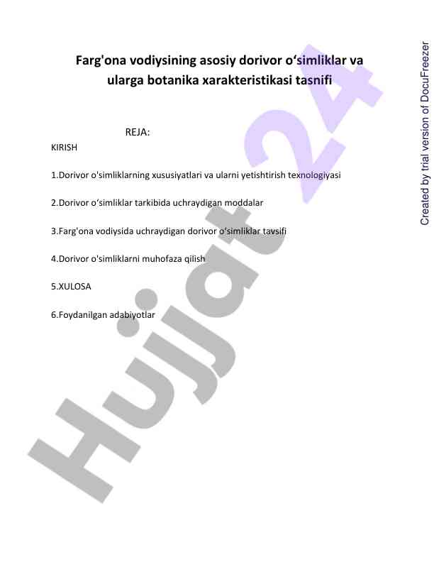 Farg'ona vodiysining dorivor oʻsimliklari va botanika