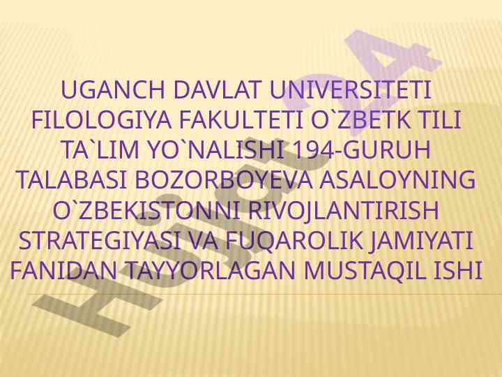 O'zbekistonni rivojlantirish strategiyasi trendi