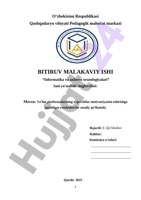 Ta’lim platformalarining o‘quvchilar motivatsiyasini oshirish