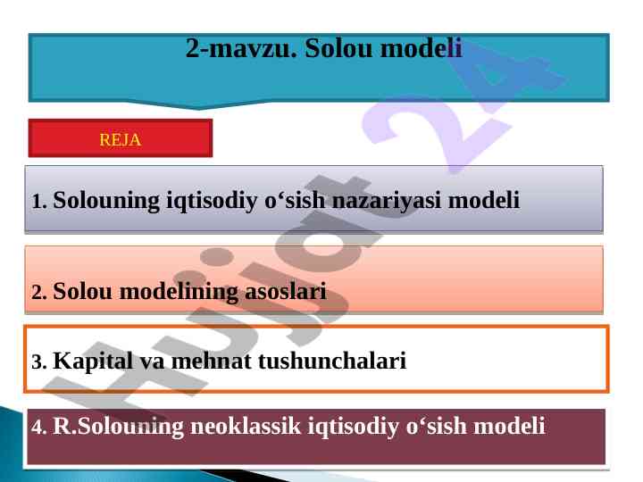 Solou modelleri iqtisodiy o‘sish tahlili