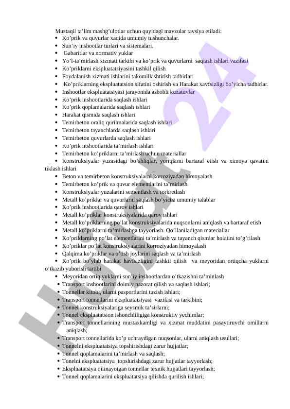 Ko’prik va quvurlar xaqida tushunchalar